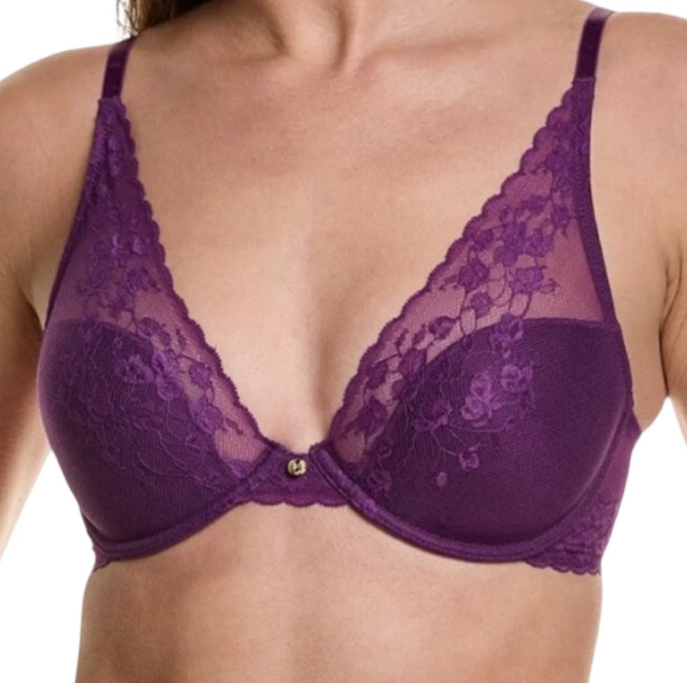 Natori 721191 Cherry Blossom convertible bra purple size 32DDD 32F